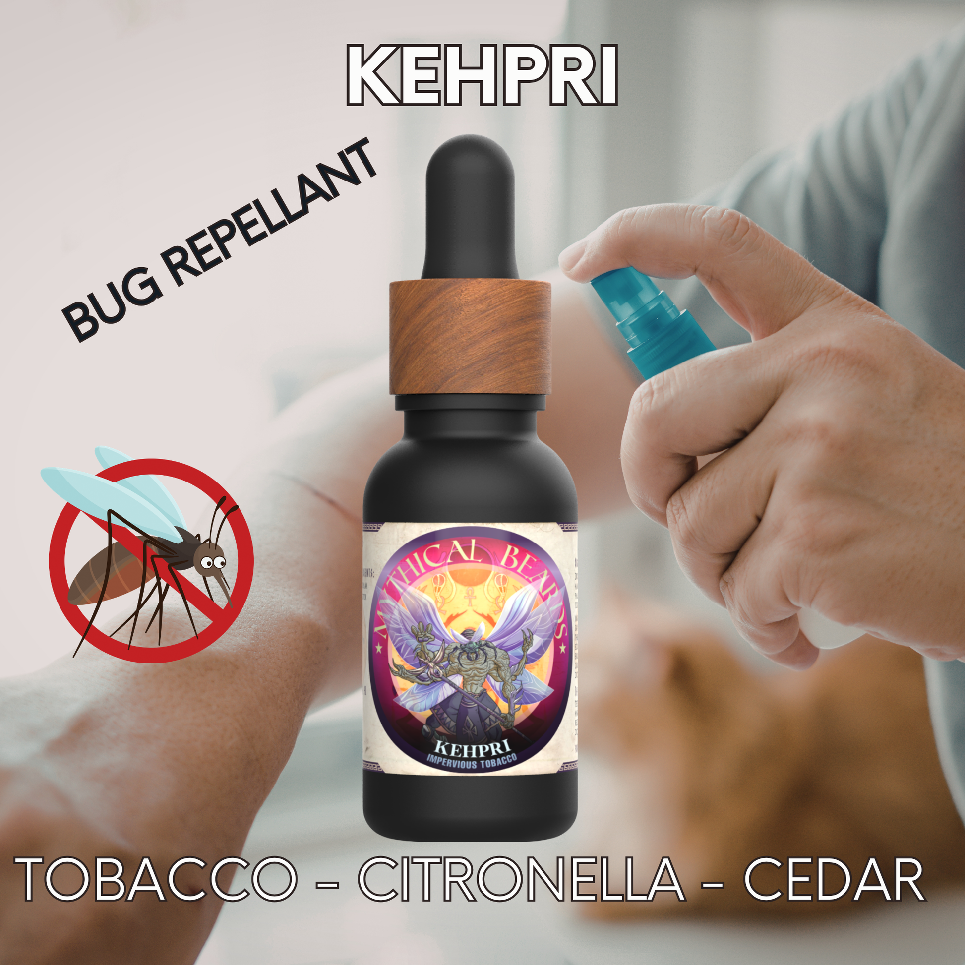 Beard Oil - Khepri - Natural Bug Repellent - Tobacco, Citronella, & Cedar Legend Oil (1 oz) - 1 oz - All Natural Ingredients
