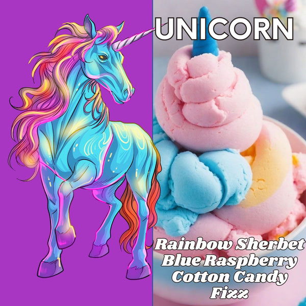 Unicorn - Sugared Rainbow - Sherbet, Blue Raspberry Cotton Candy, Fizz