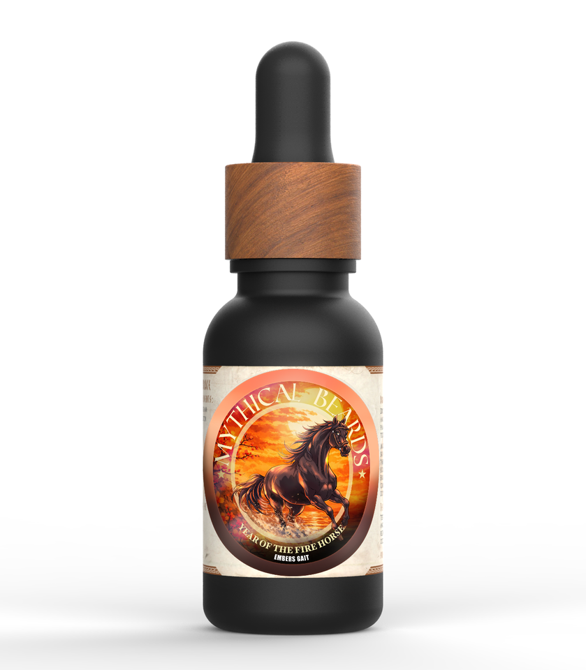 Mythical Beards Beard Oil Archetype Blend - Hypoallergenic & Vegan - 1 oz Year of the Fire Horse - Blood Orange Peppercorn Ginger Charcoal Gunpowder - Mythical Beards Beard Oil Archetype Blend - Hypoallergenic & Vegan - 1 oz Year of the Fire Horse - Blood Orange Peppercorn Ginger Charcoal Gunpowder -